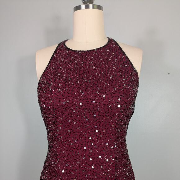 Scala Prom Dress Maxi Gown L Red Black Vintage Bead Silk Glam Holiday Y2K 90s - Picture 7 of 12